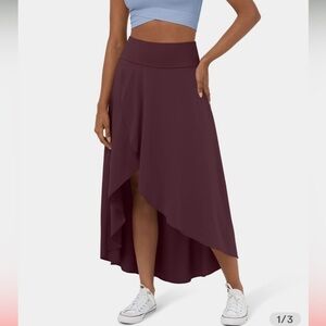 Halara Breezeful High Waisted High Low Ruffle 2 in 1 Flowy Quick Dry Maxi Skirt